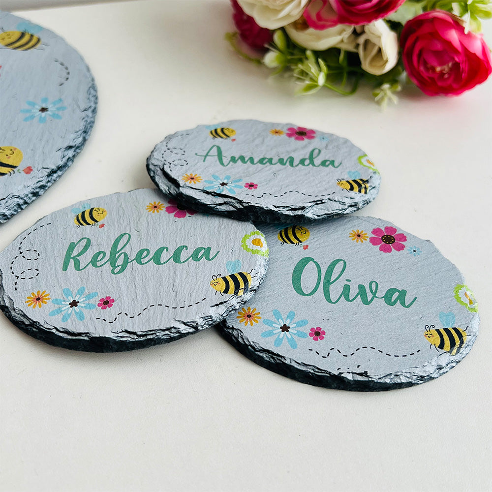 Mom's Bee Happy Growing Garden Personalized Names Stone