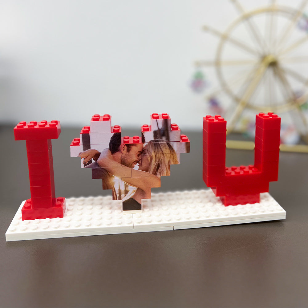 Personalised I Love You Brick Puzzles Gifts, Photo Block for Lovers