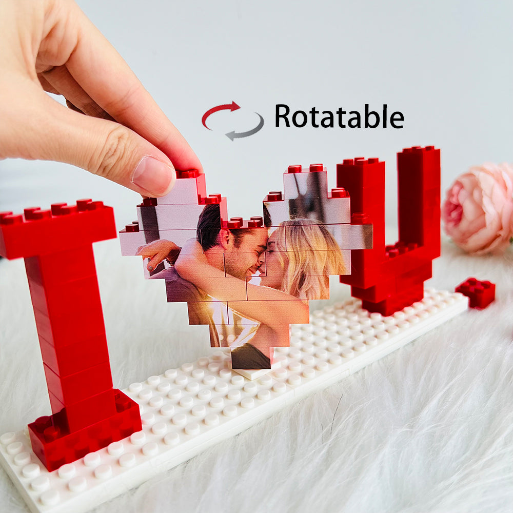 Personalised I Love You Brick Puzzles Gifts, Photo Block for Lovers