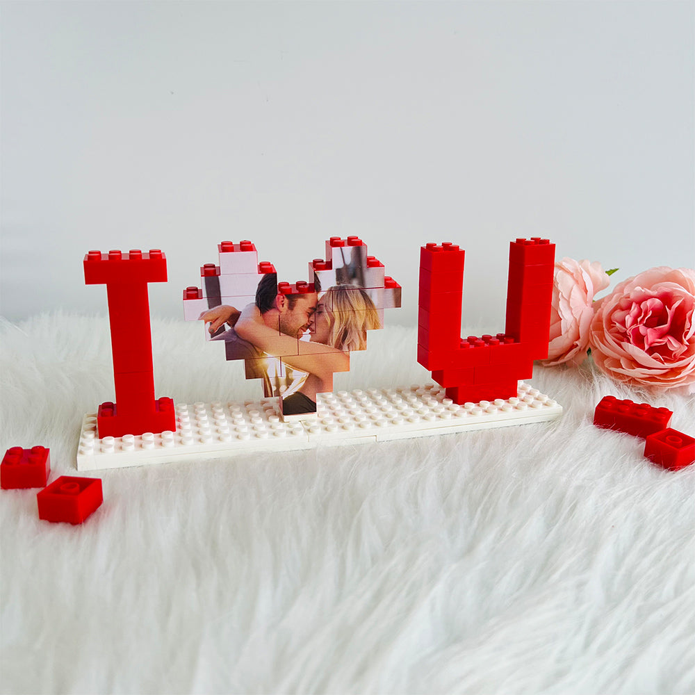Personalised I Love You Brick Puzzles Gifts, Photo Block for Lovers