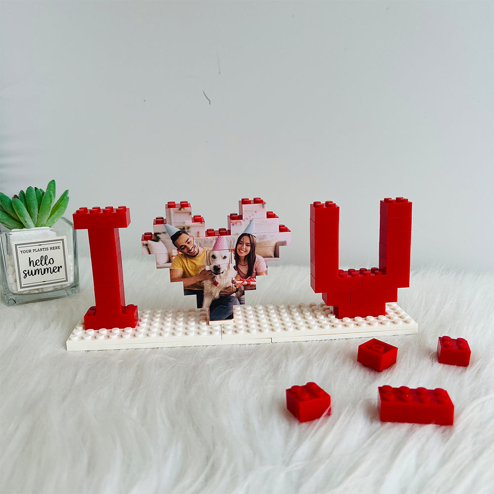 Personalised I Love You Brick Puzzles Gifts, Photo Block for Lovers