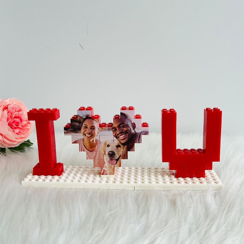 Personalised I Love You Brick Puzzles Gifts, Photo Block for Lovers