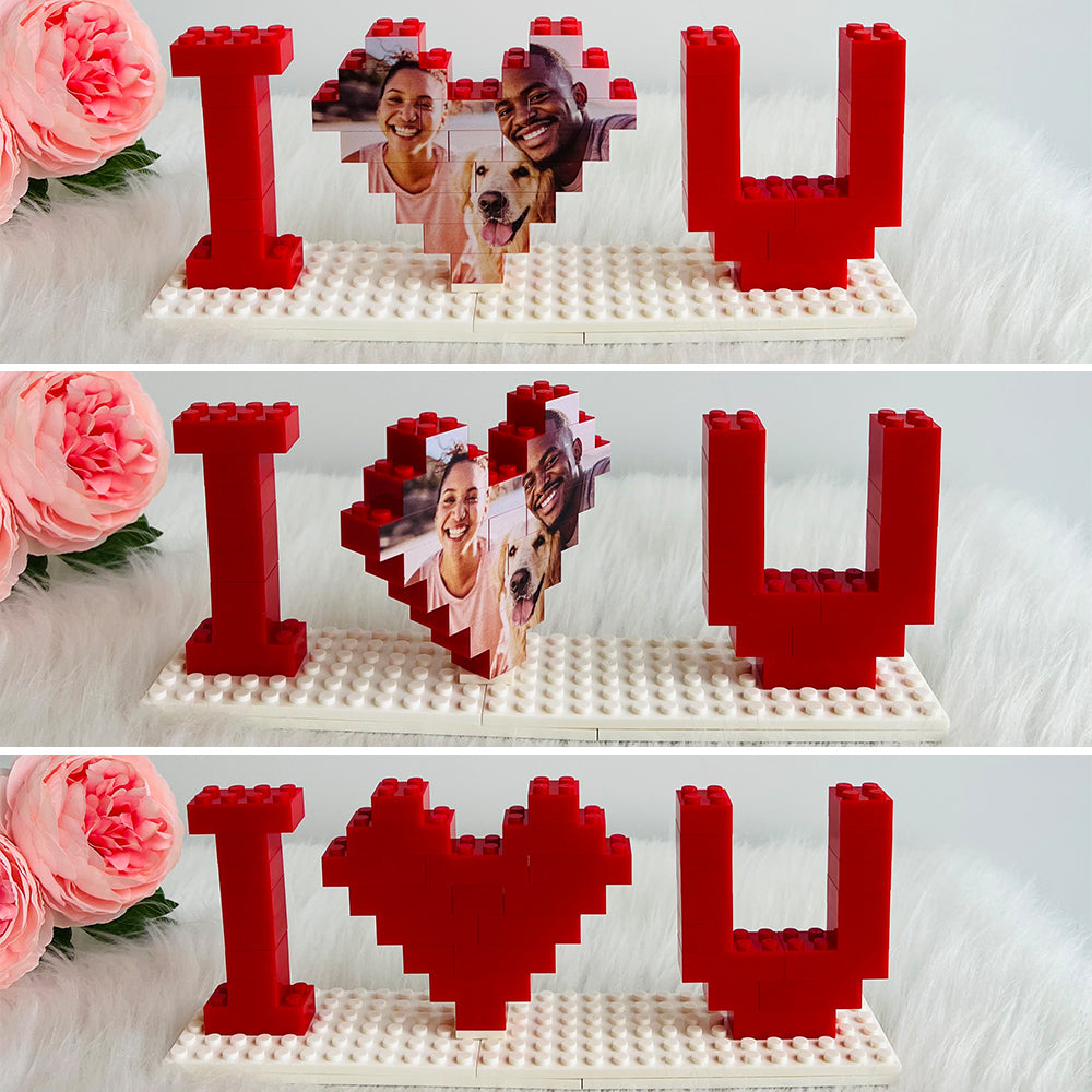 Personalised I Love You Brick Puzzles Gifts, Photo Block for Lovers