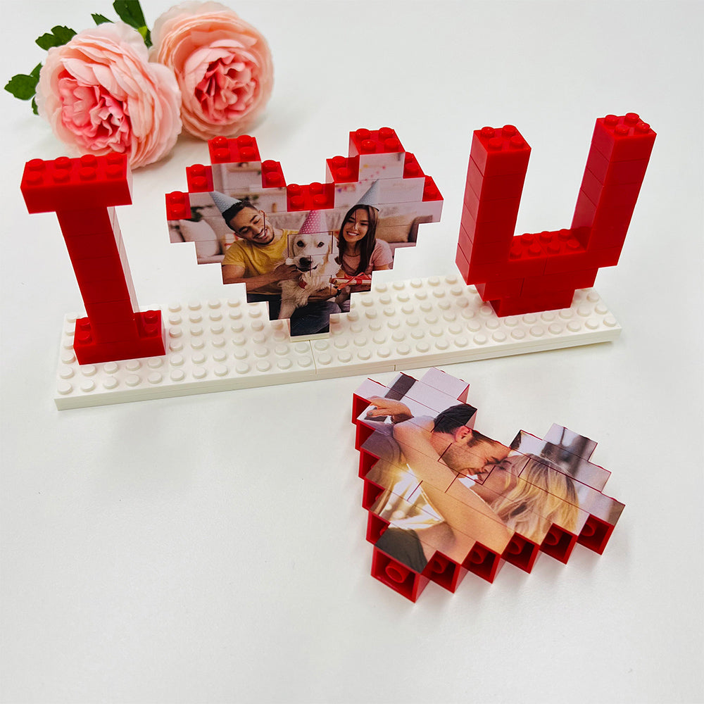 Personalised I Love You Brick Puzzles Gifts, Photo Block for Lovers
