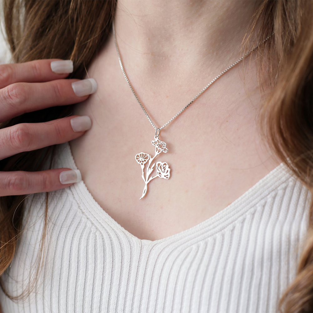 Combined Birth Flower Bouquet Necklace