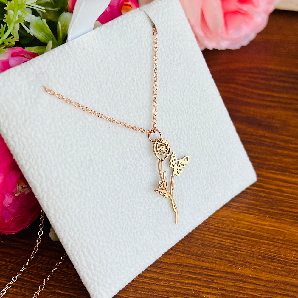 Combined Birth Flower Bouquet Necklace