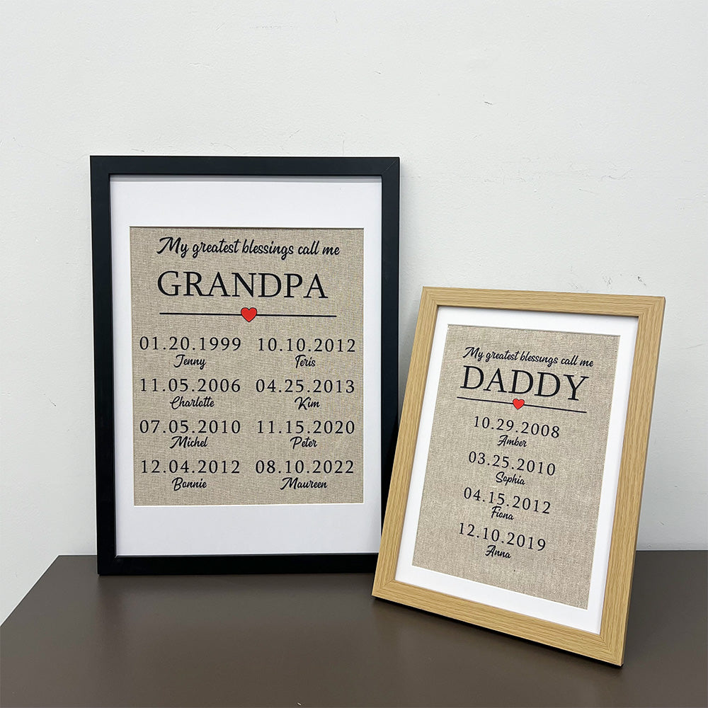 My greatest blessings call me DAD Customized Name Frame