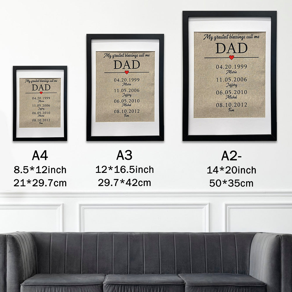 My greatest blessings call me DAD Customized Name Frame