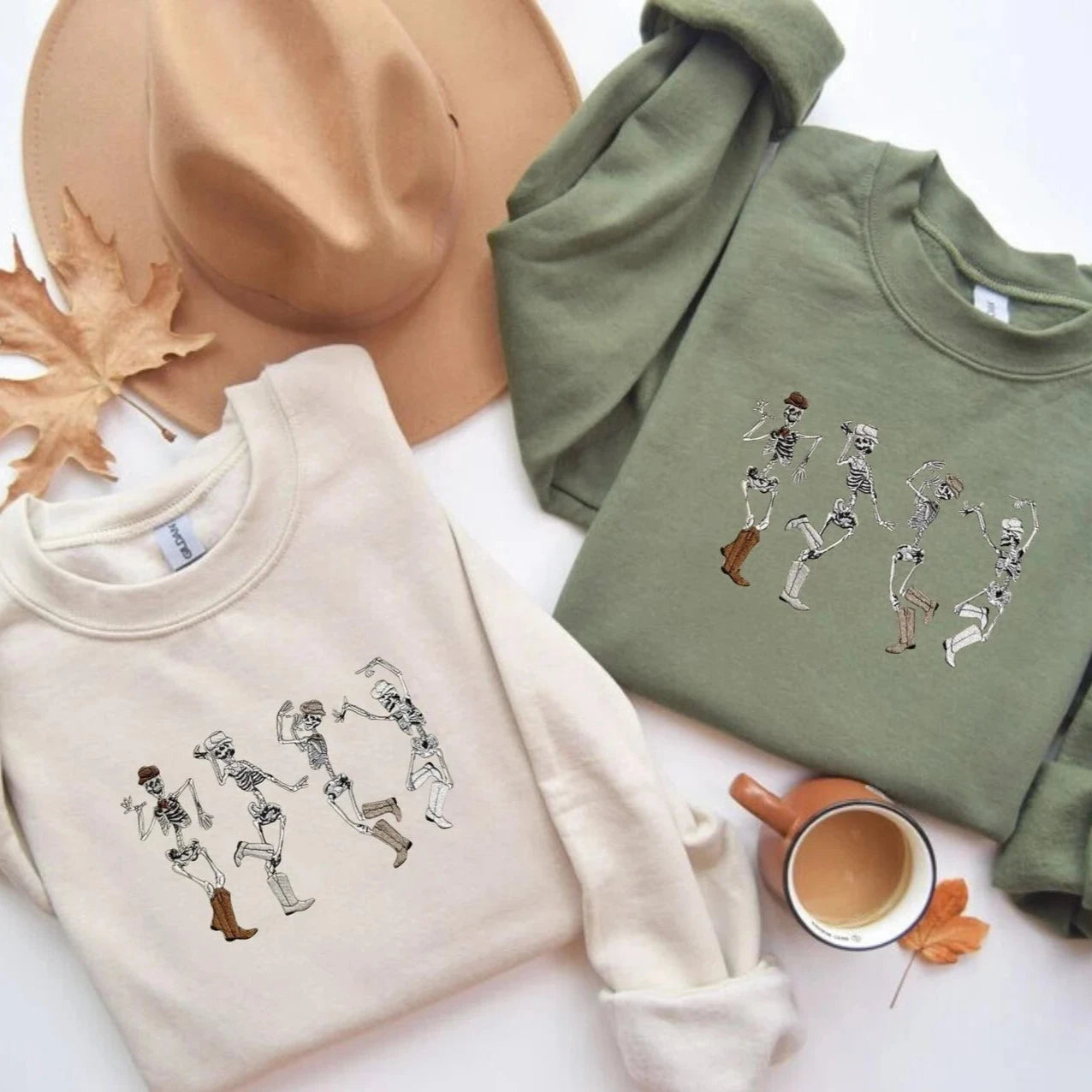 Cowboy Skeletons Dainty Dancing Embroidered Sweatshirt