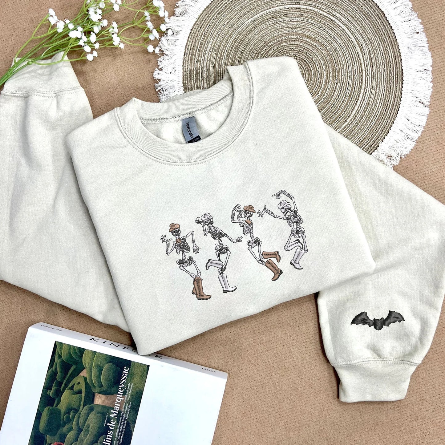 Cowboy Skeletons Dainty Dancing Embroidered Sweatshirt