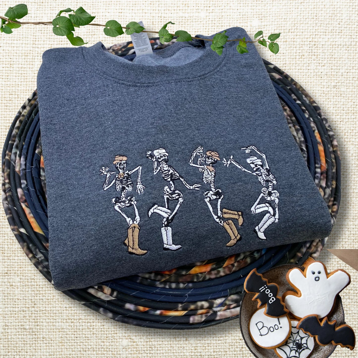 Cowboy Skeletons Dainty Dancing Embroidered Sweatshirt