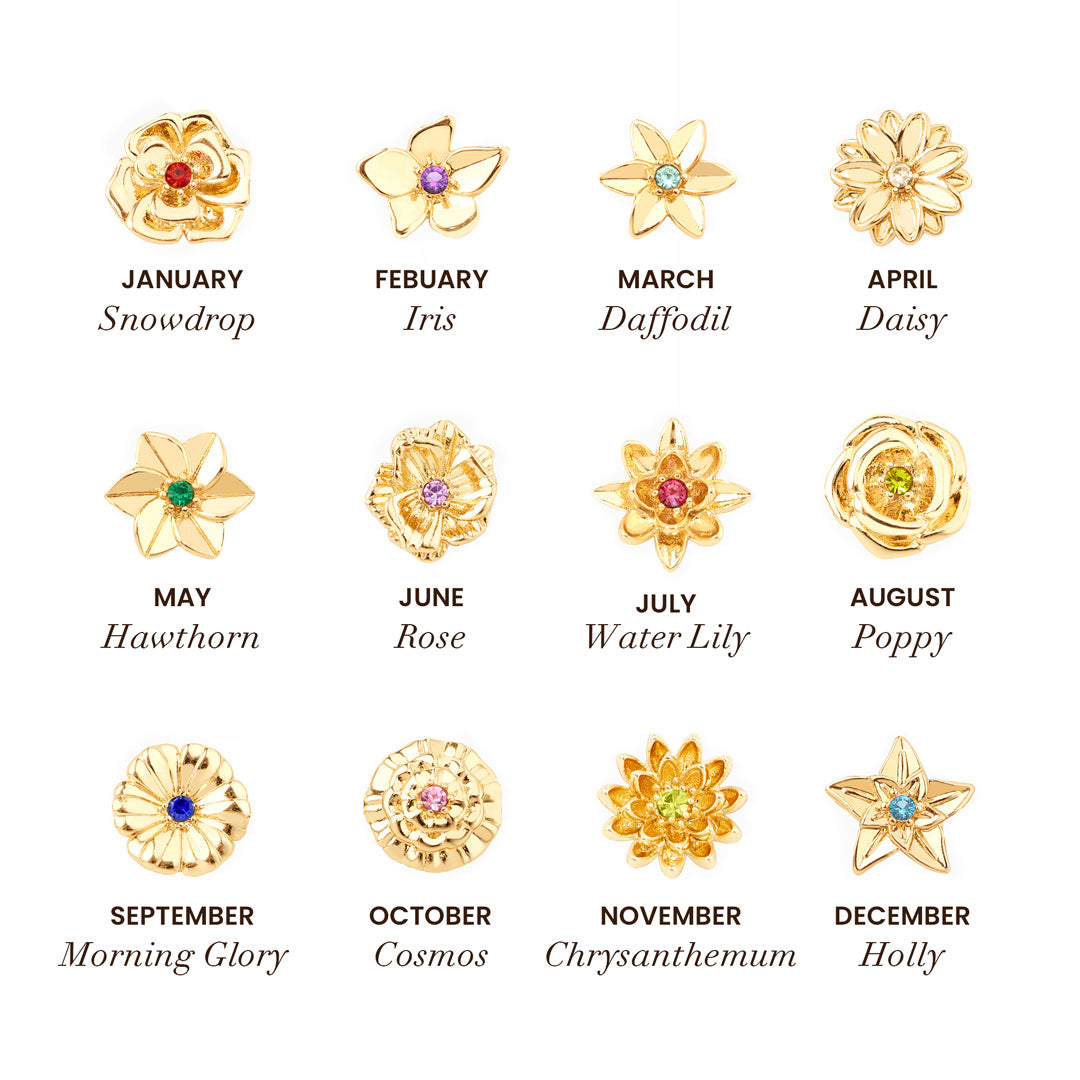Personalized Birth Flower Fidget Spinner Bracelet With Birthstone For Mom & Grandma