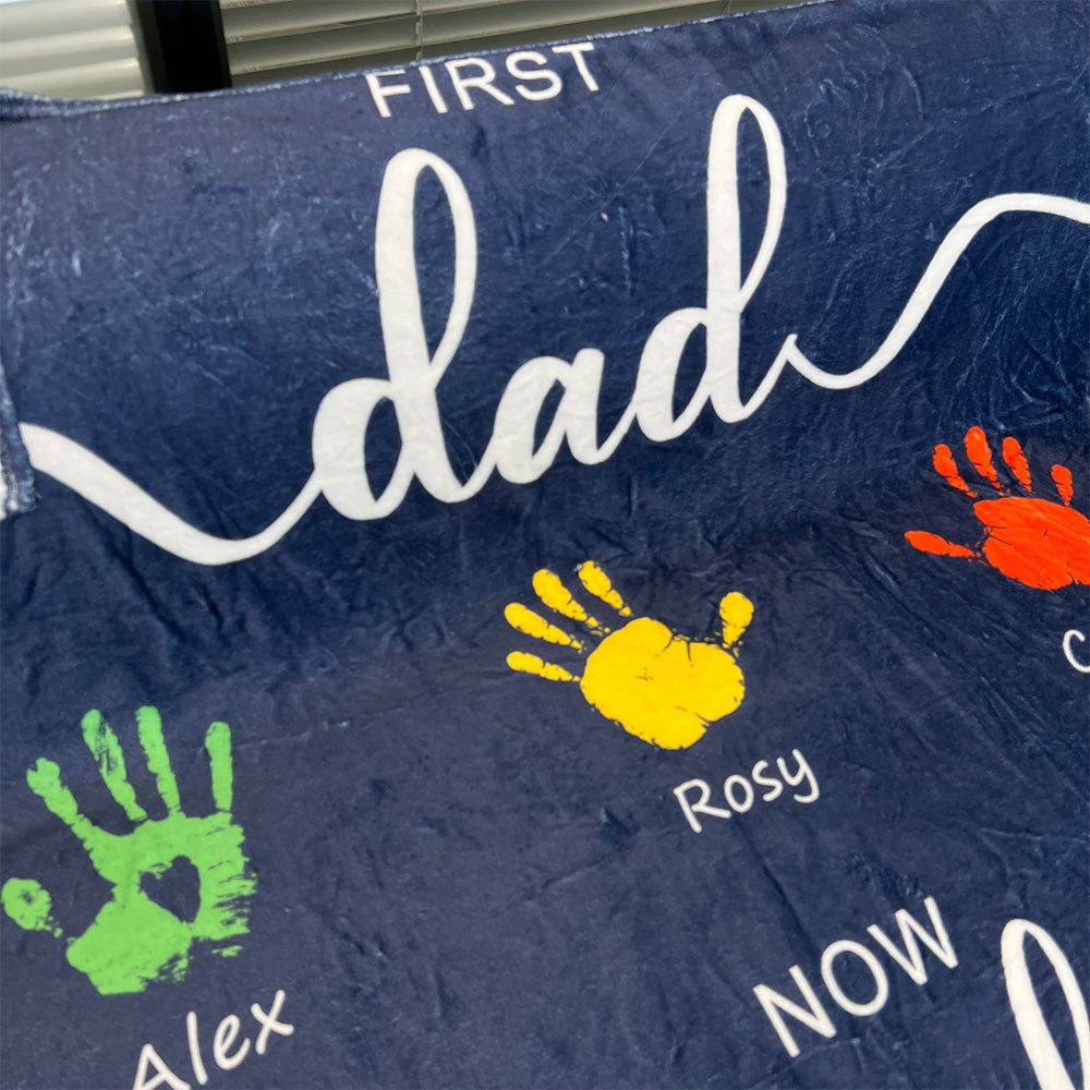 50%OFF⭐️First Dad Now Grandpa's Names Handprint Blanket