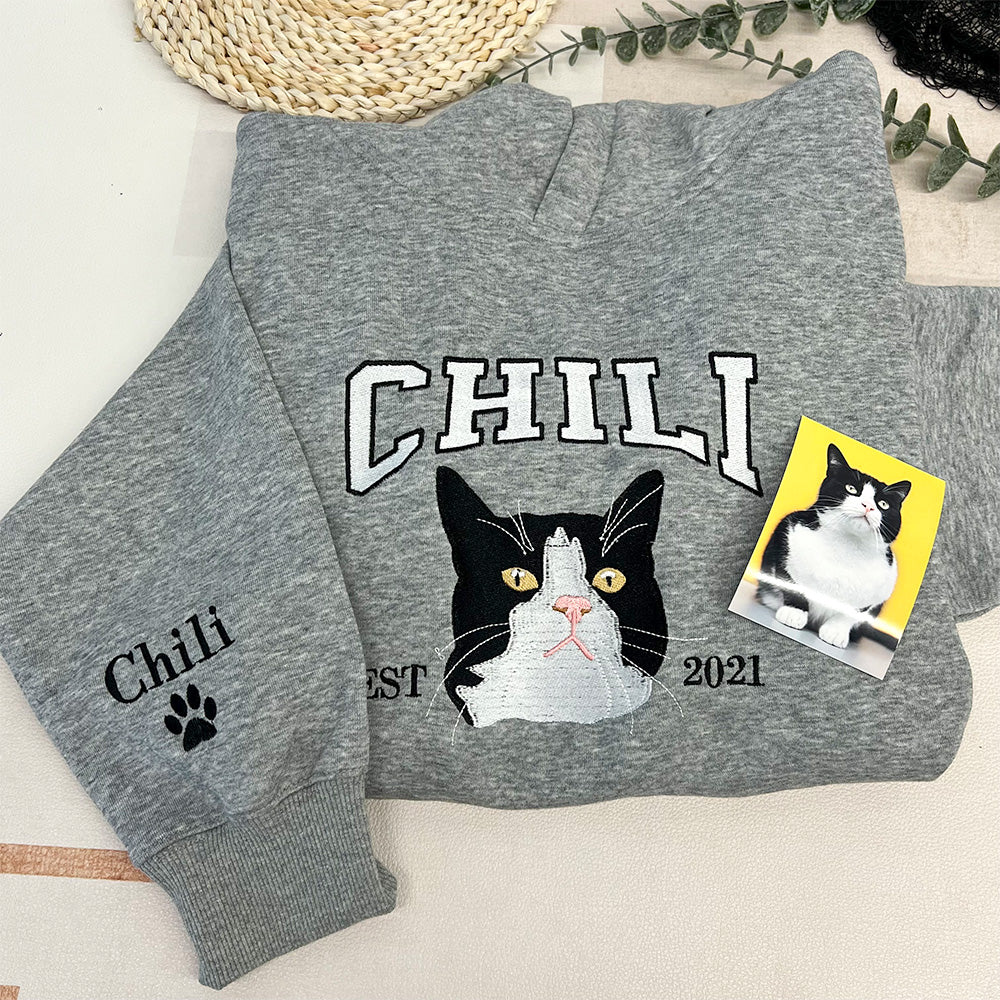 50%OFF⭐️Custom Embroidered Hoodie/Sweatshirt With Pet Portrait
