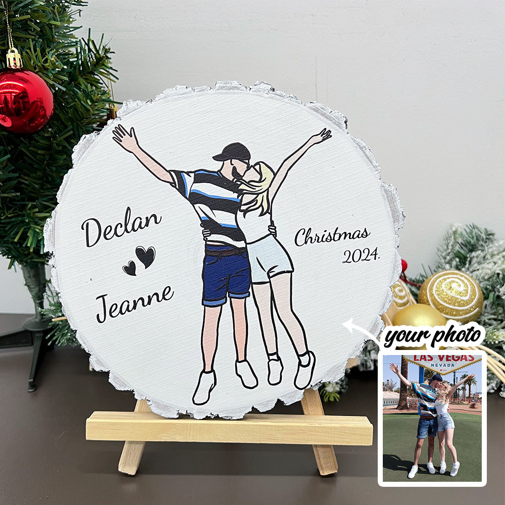 50%off⭐️50%OFF ⭐️ Custom Natural Wood Slice With Portrait And Engraved Text