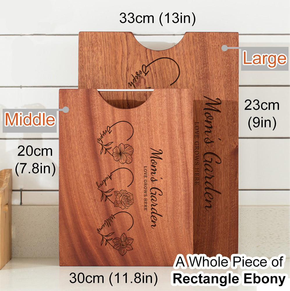 50% OFF✨Customized Mom's Garden Cutting Board With Heart Birth Flowers Names