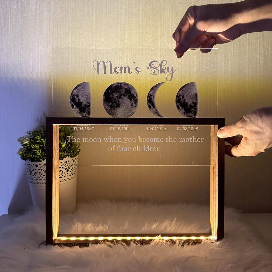 50% off✨-Led Light Frame With Real Moon Phase- Mom's universe