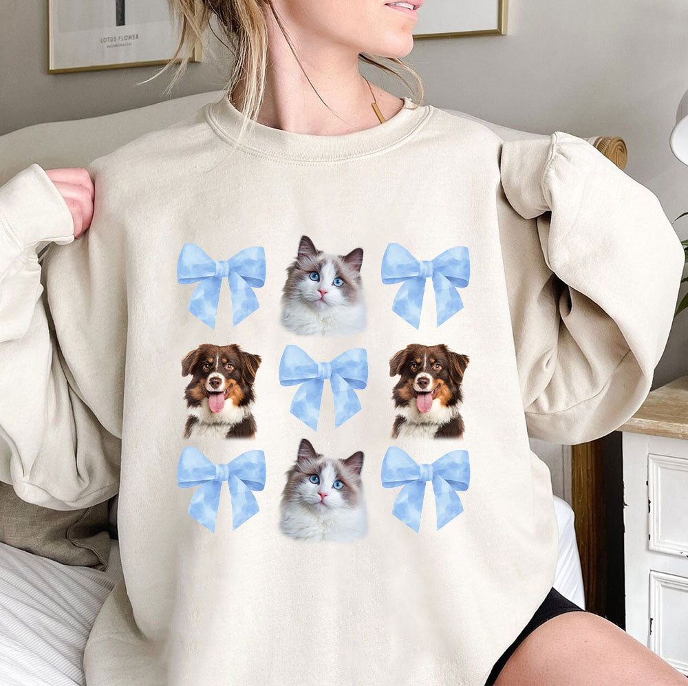50%off⭐️Custom Pet Portrait With Bows Hoodie/Sweatshirt