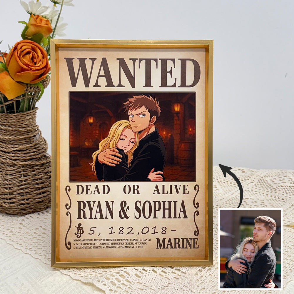 Custom Anime Wanted Couple Portrait, Pirate Theme Frame Gift⚓