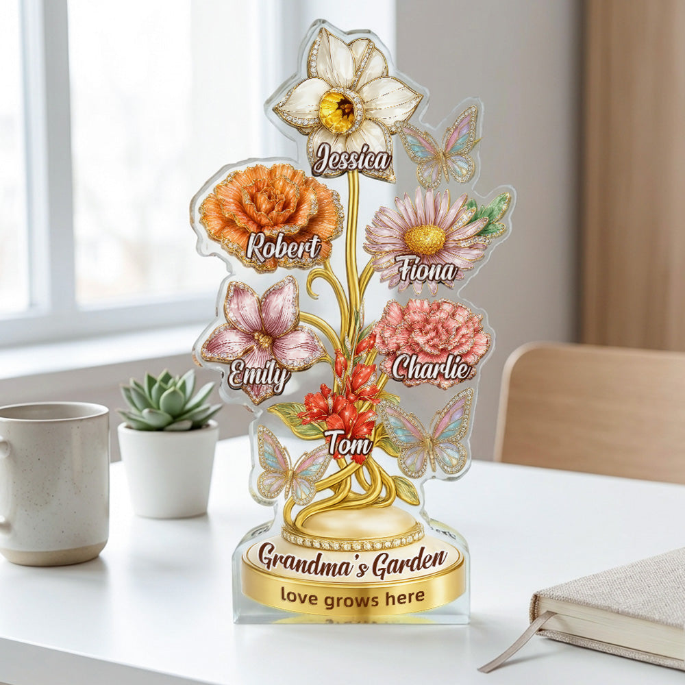 50%OFF⭐️Personalized Mom's Garden Birth Month Diamond Flower Acrylic Block Plaque