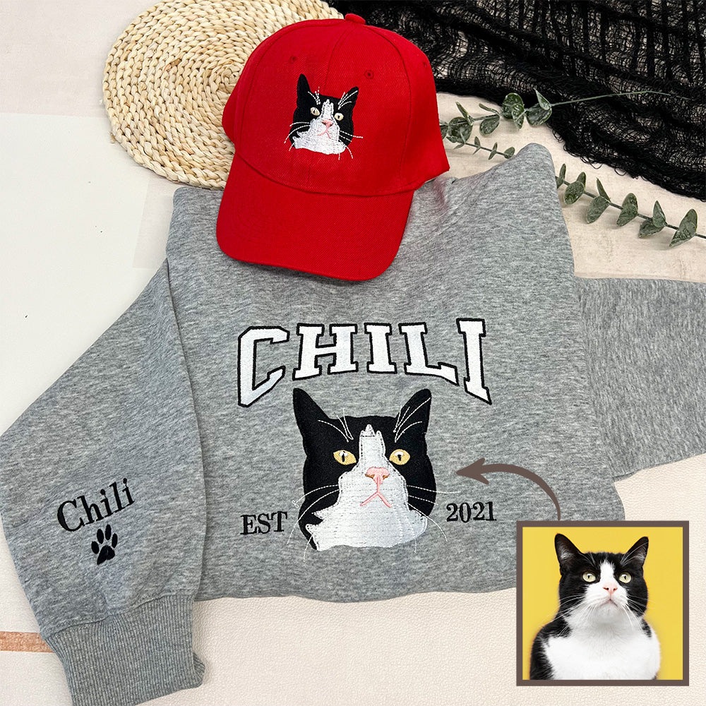 50%OFF⭐️Custom Embroidered Hoodie/Sweatshirt With Pet Portrait
