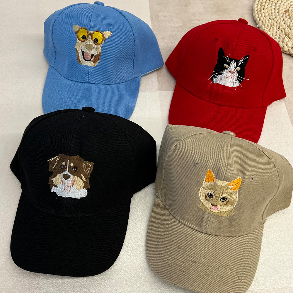 Custom Embroidered Hat with Pet Portrait