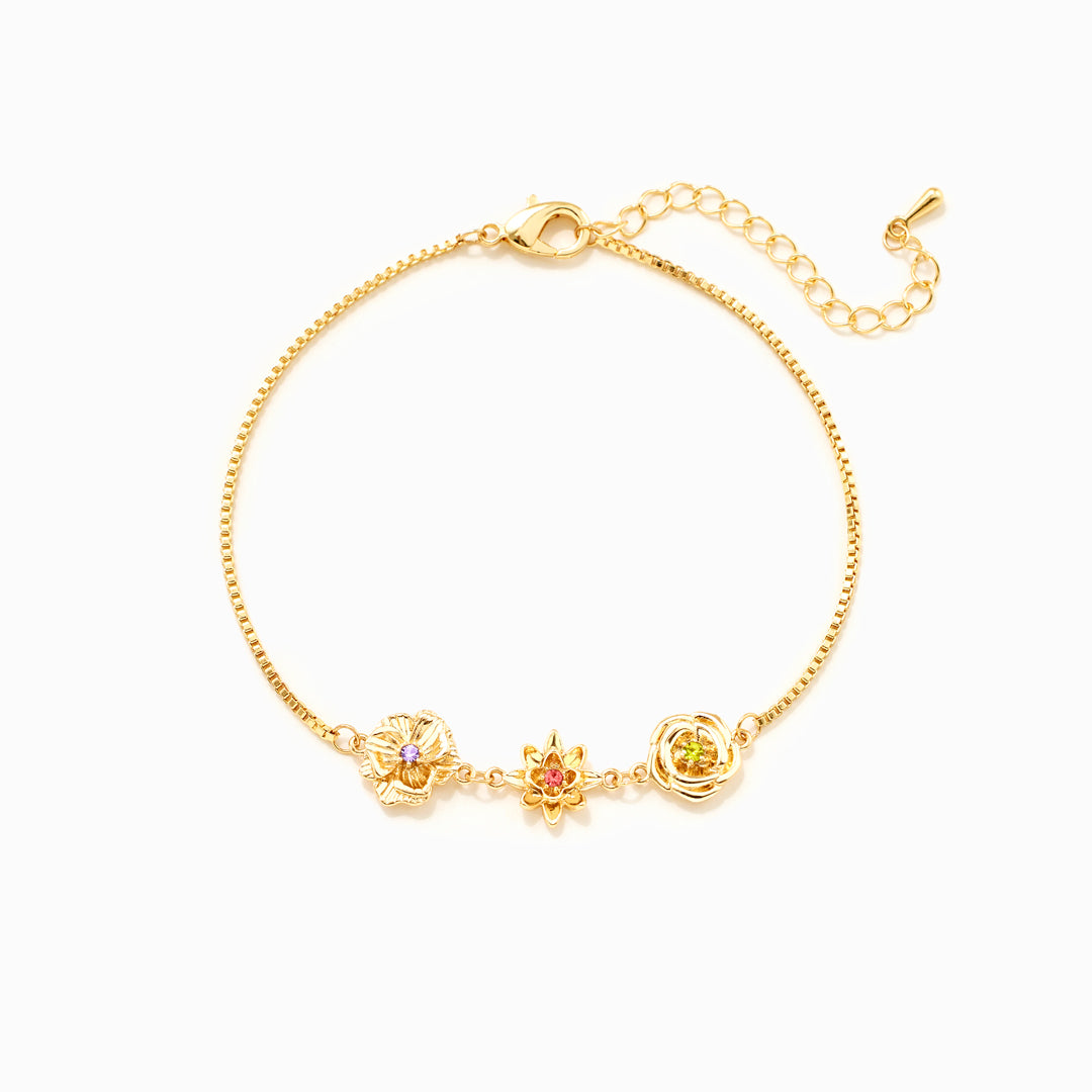Personalized Birth Flower Fidget Spinner Bracelet With Birthstone For Mom & Grandma