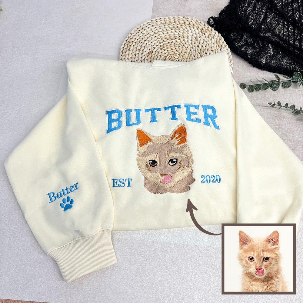 50%OFF⭐️Custom Embroidered Hoodie/Sweatshirt With Pet Portrait