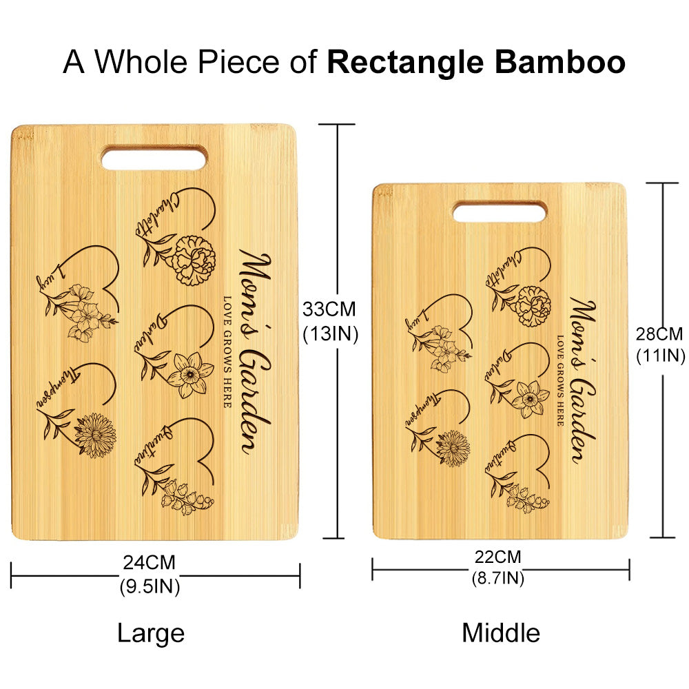 50% OFF✨Customized Mom's Garden Cutting Board With Heart Birth Flowers Names