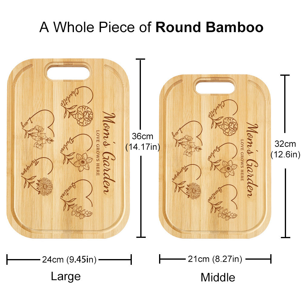 50% OFF✨Customized Mom's Garden Cutting Board With Heart Birth Flowers Names