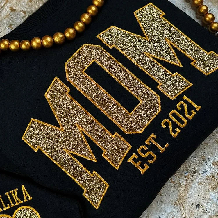 50%OFF🎄Custom Updated Embroidered Glitter Vinyl Mom Crewneck/Hoodie(Buy 2 Get Free Shipping)