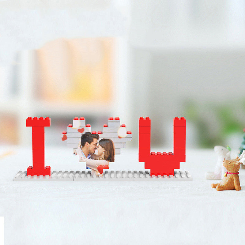 Personalised I Love You Brick Puzzles Gifts, Photo Block for Lovers