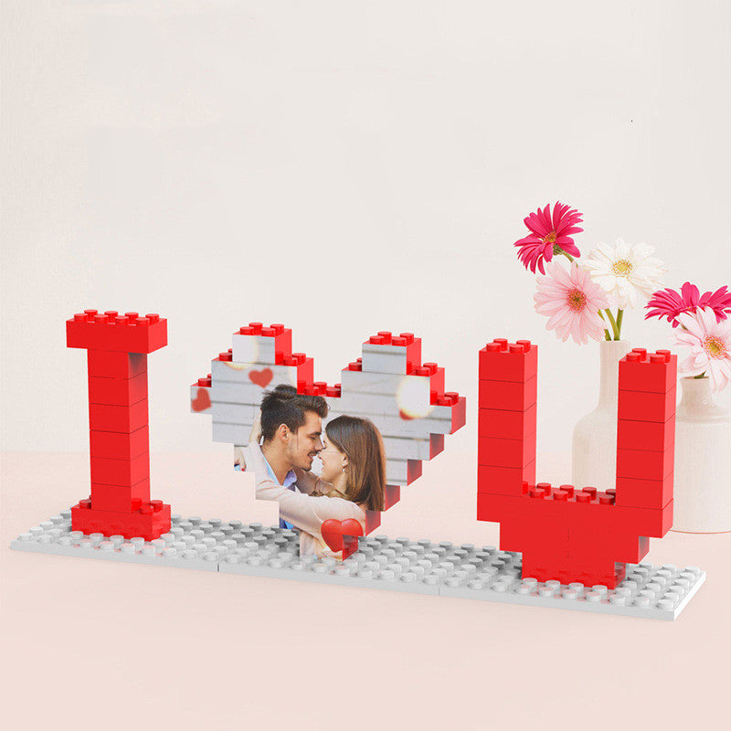 Personalised I Love You Brick Puzzles Gifts, Photo Block for Lovers