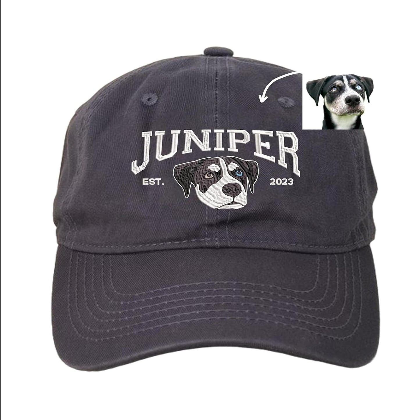 Custom Embroidered  Hat with Pet Portrait