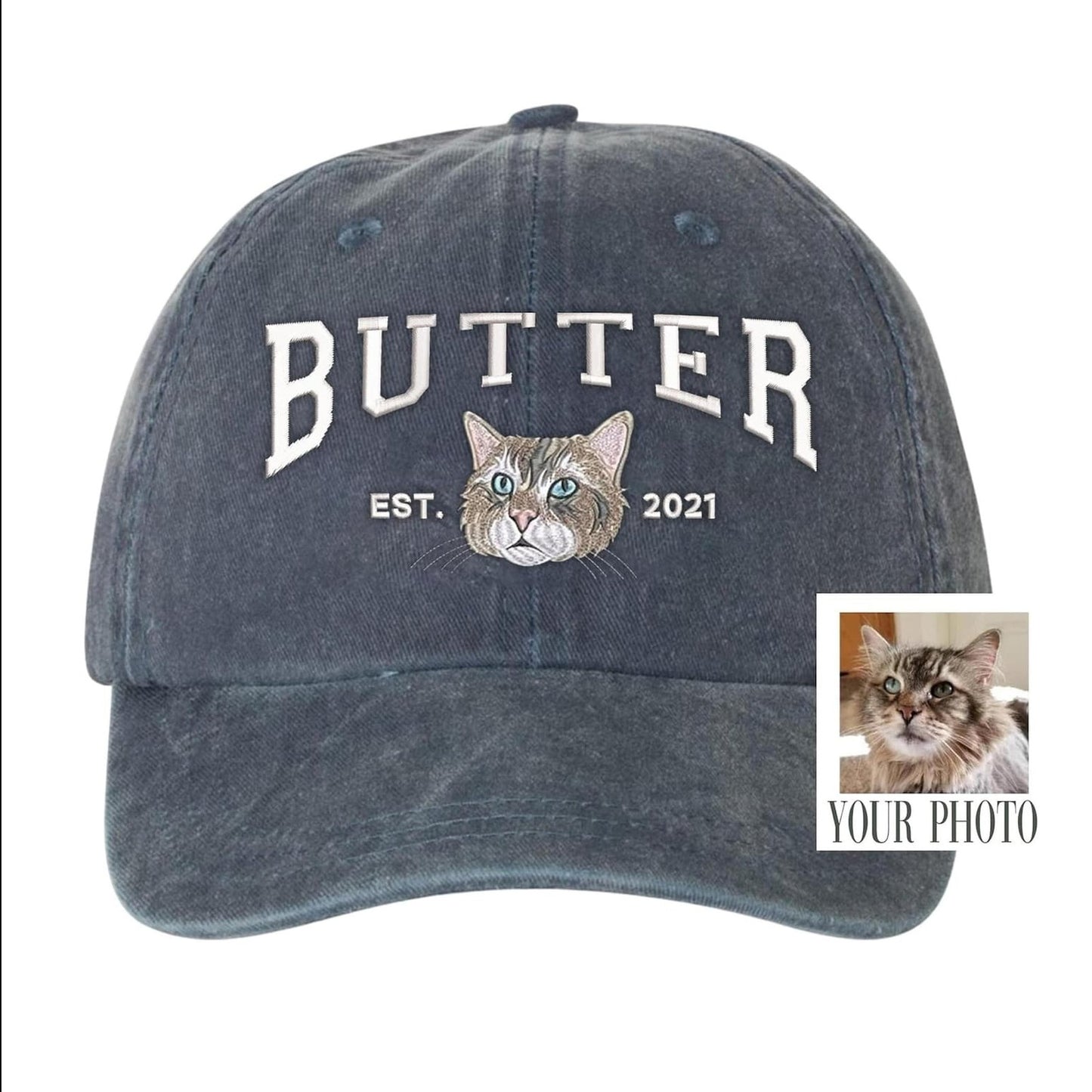 Custom Embroidered  Hat with Pet Portrait