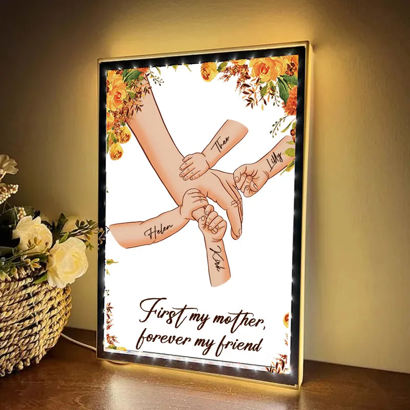 (Multiple skin colors) Mom Everything We Are Is Because Of You - Personalized Mirror Light Box
