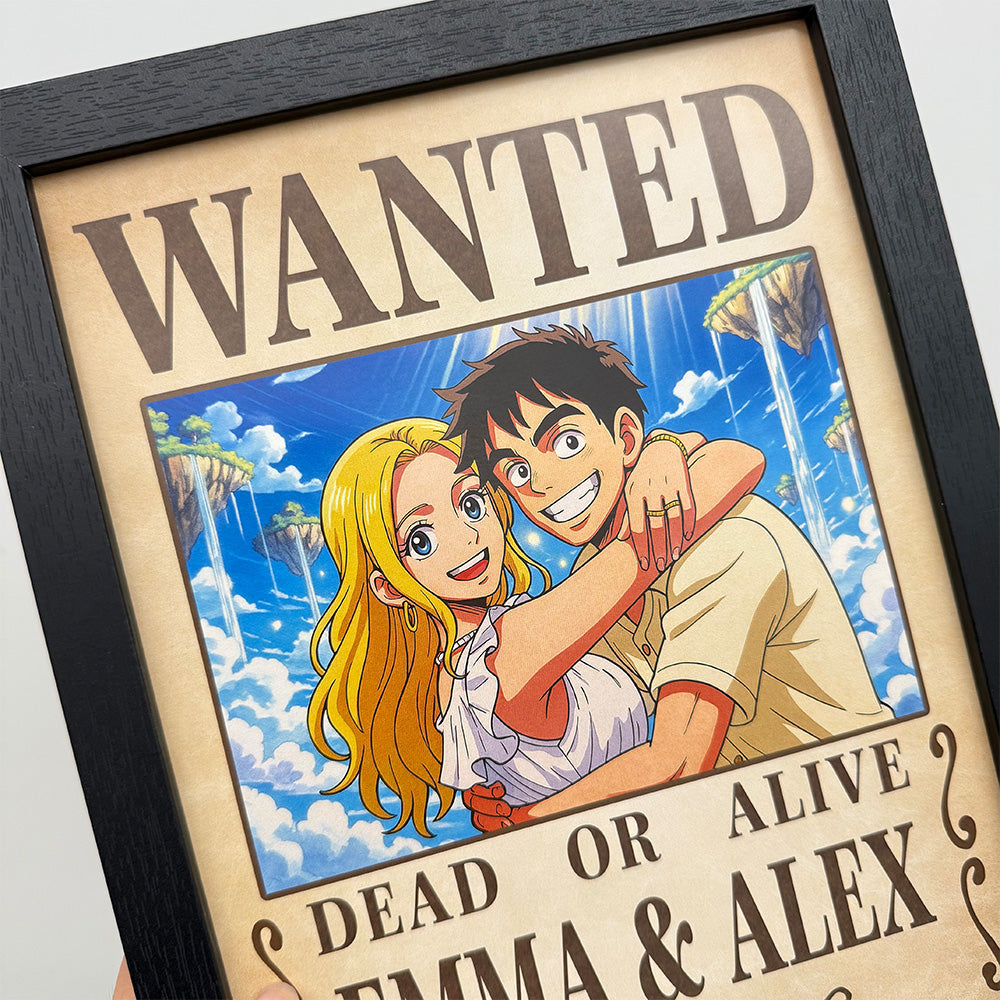 Custom Anime Wanted Couple Portrait, Pirate Theme Frame Gift⚓