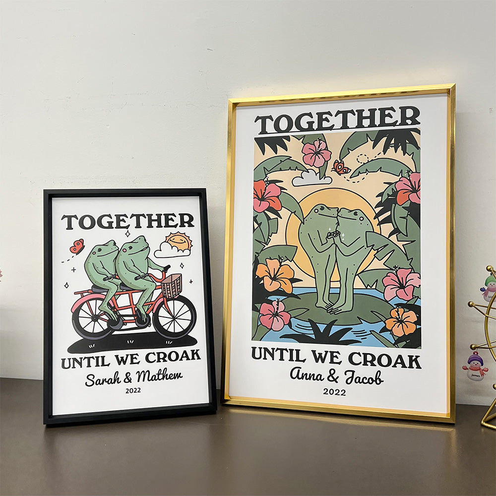 50%OFF⭐️Personalized Frog Illustration Print Frame Together Until We Croak Style 4