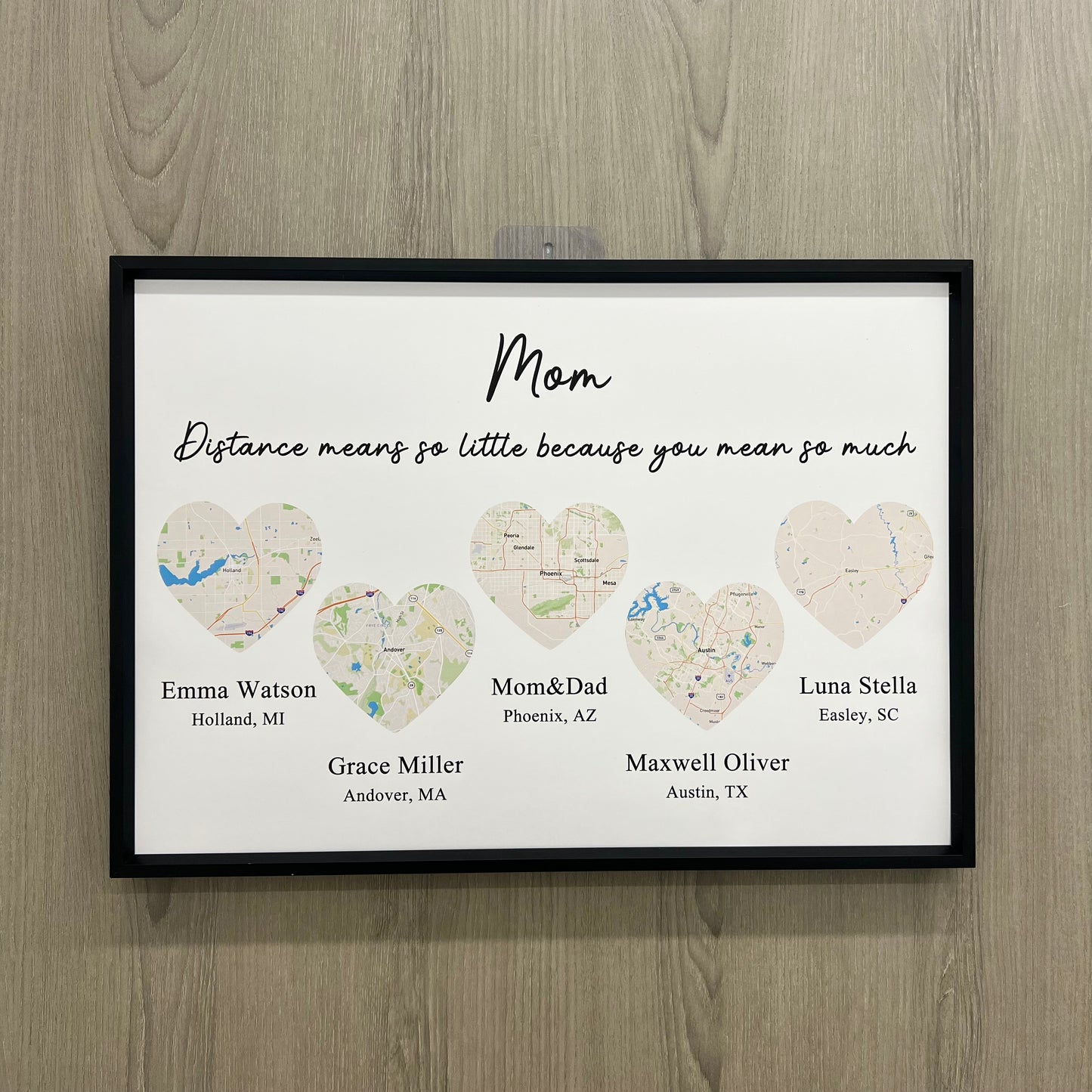 Long Distance Mom And Children Custom City Map Frame Gift