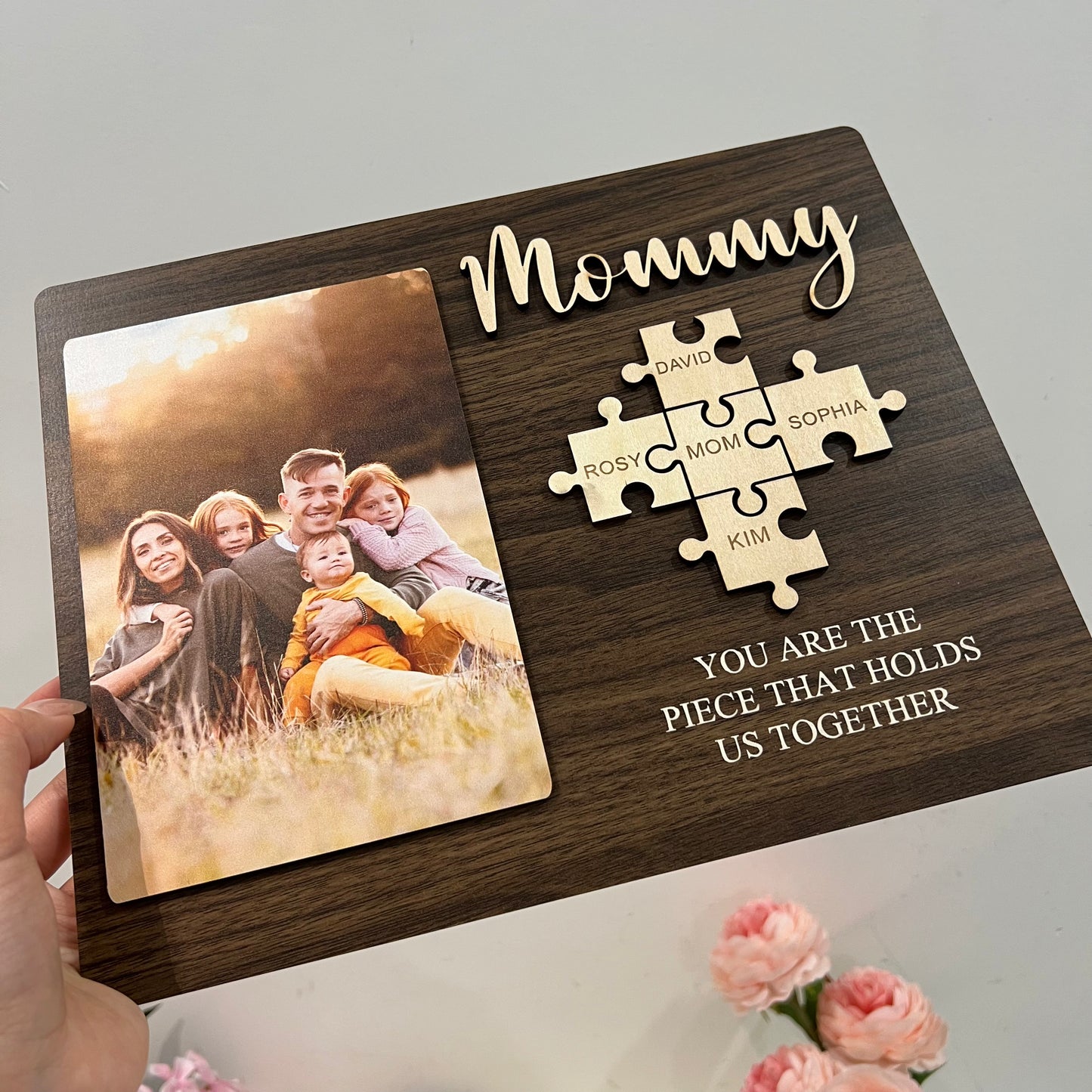 Personalized Photo Names Wooden Frame Mom You Are The Piece That Holds Us Together