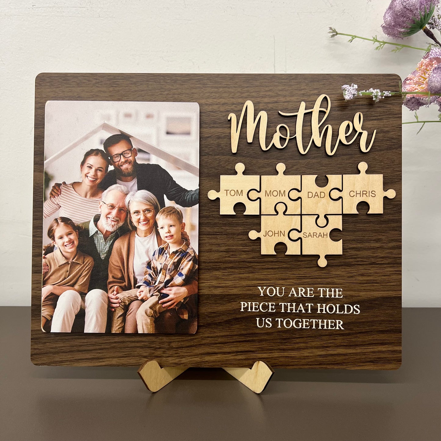 Personalized Photo Names Wooden Frame Mom You Are The Piece That Holds Us Together