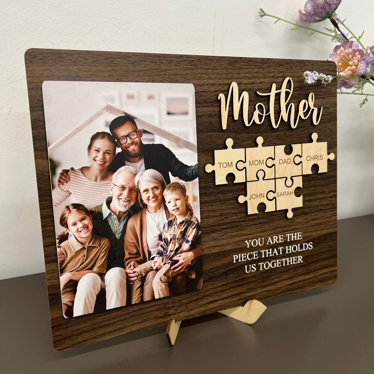 Personalized Photo Names Wooden Frame Mom You Are The Piece That Holds Us Together