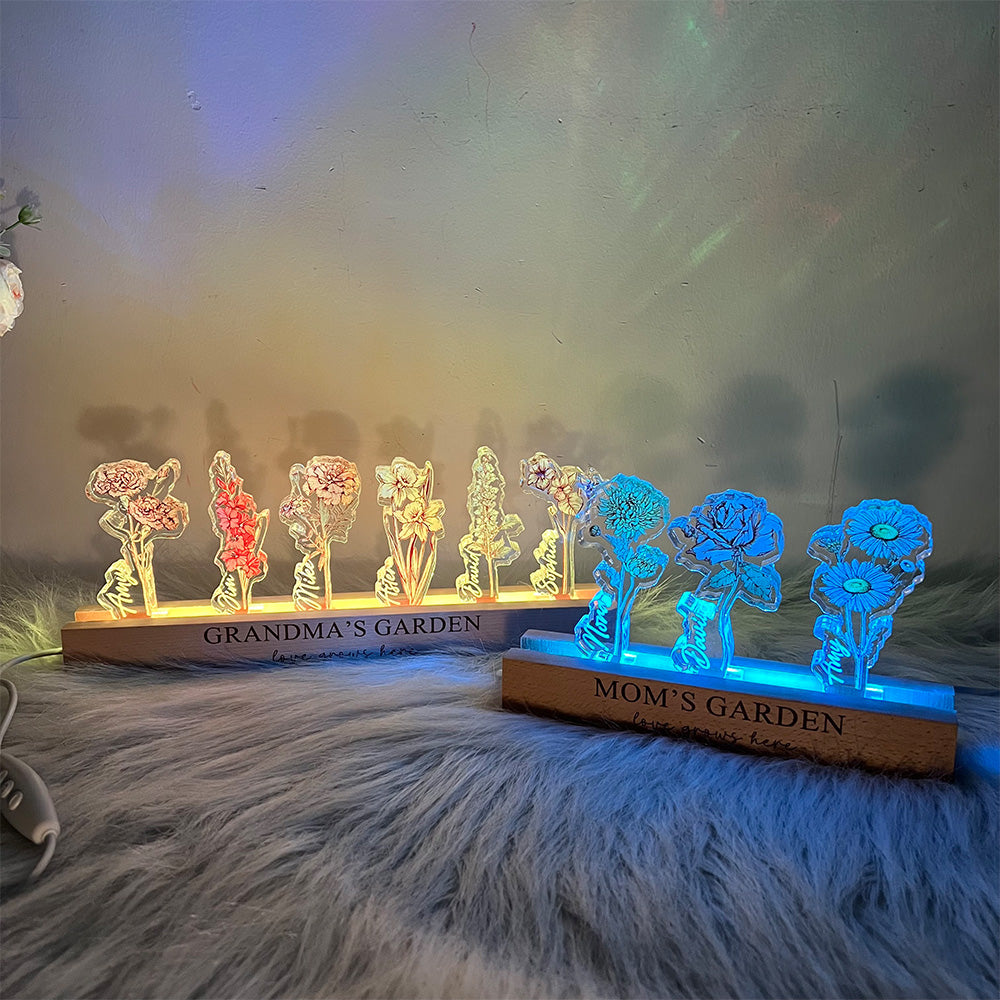 50%OFF✨Custom Birth Flower 3D Crystal Acrylic LED Light