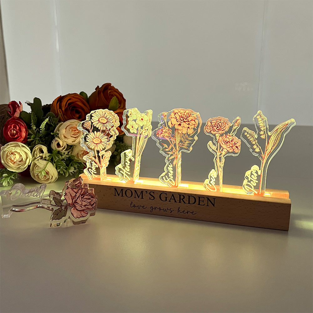 50%OFF✨Custom Birth Flower 3D Crystal Acrylic LED Light
