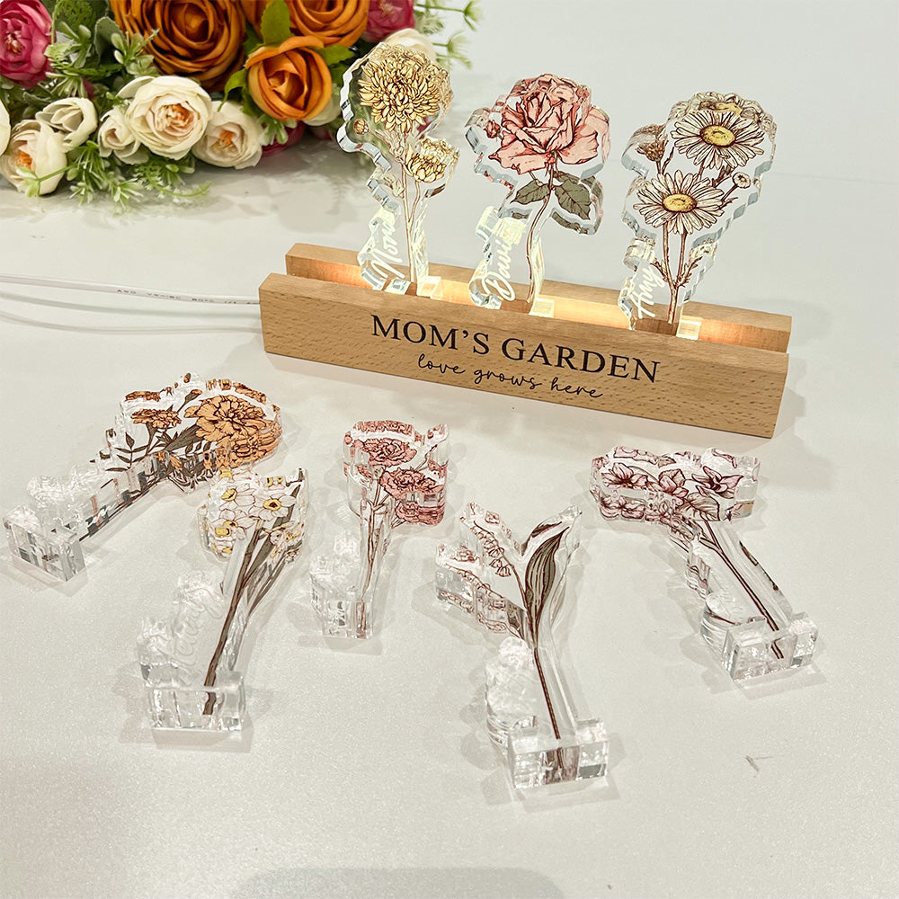 50%OFF✨Custom Birth Flower 3D Crystal Acrylic LED Light