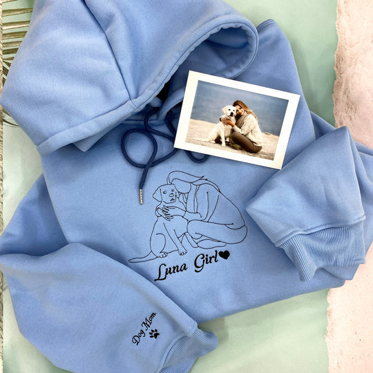 50%off⭐️Custom Outline Embroidered PetSweatshirt/Hoodie with Portrait