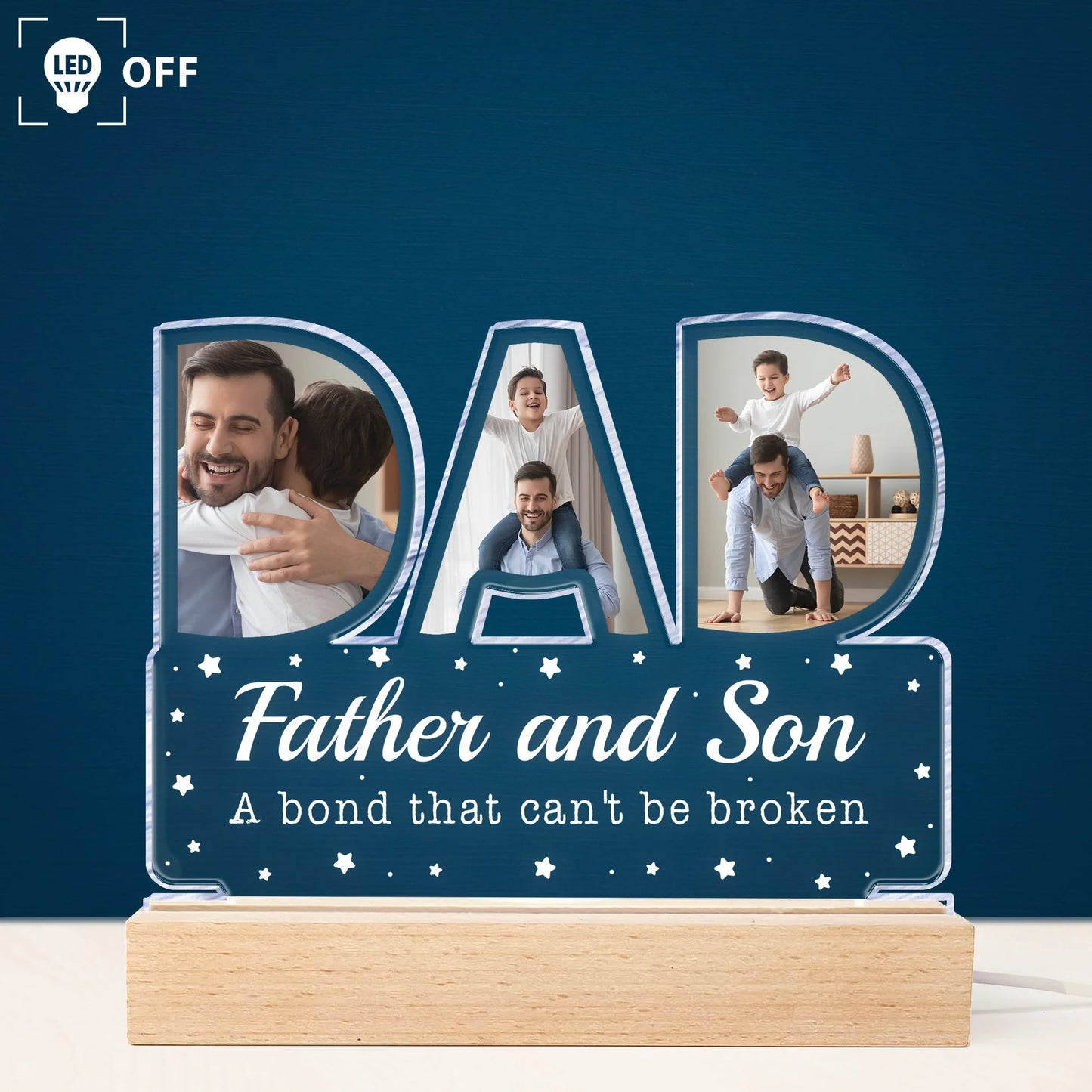 Father And Children - Personalized Photo LED Light