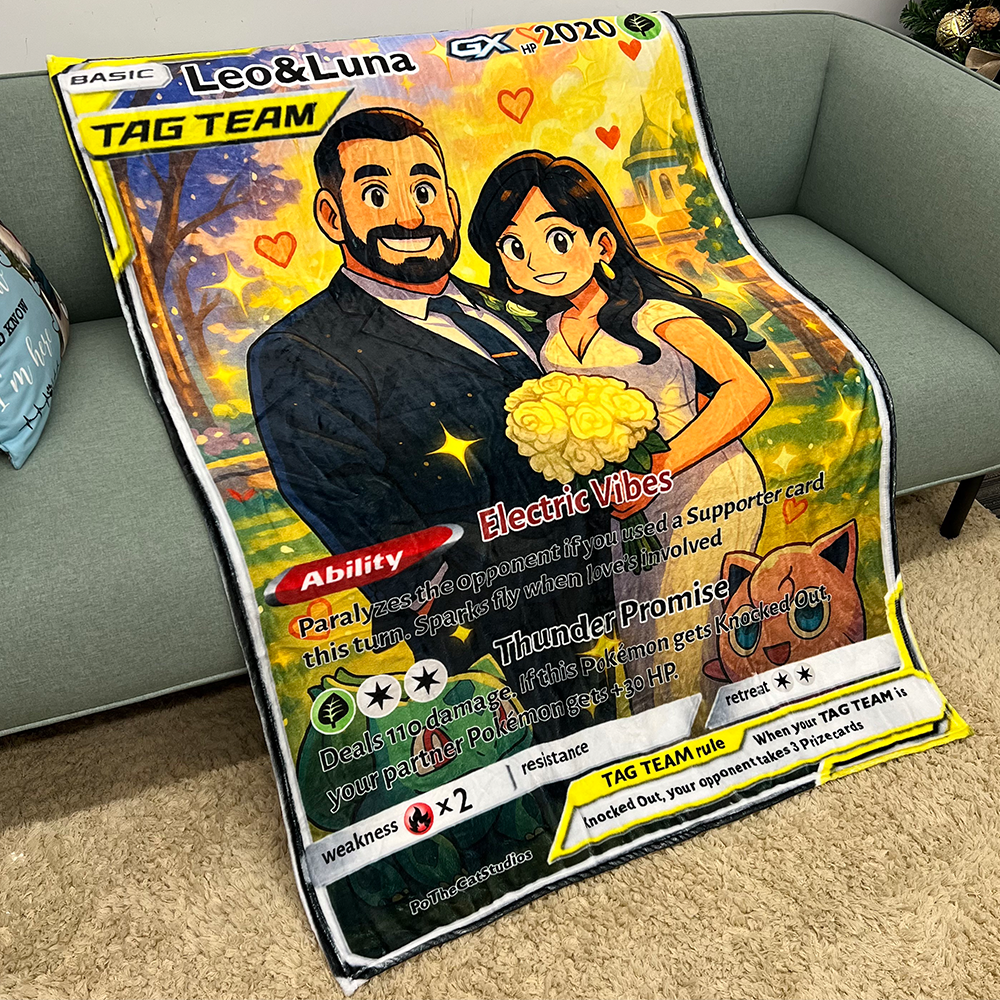 Custom Anime Couple Pokecard Blanket V/Vmax/VSTAR/EX/GX/TRAINER Card Blanket