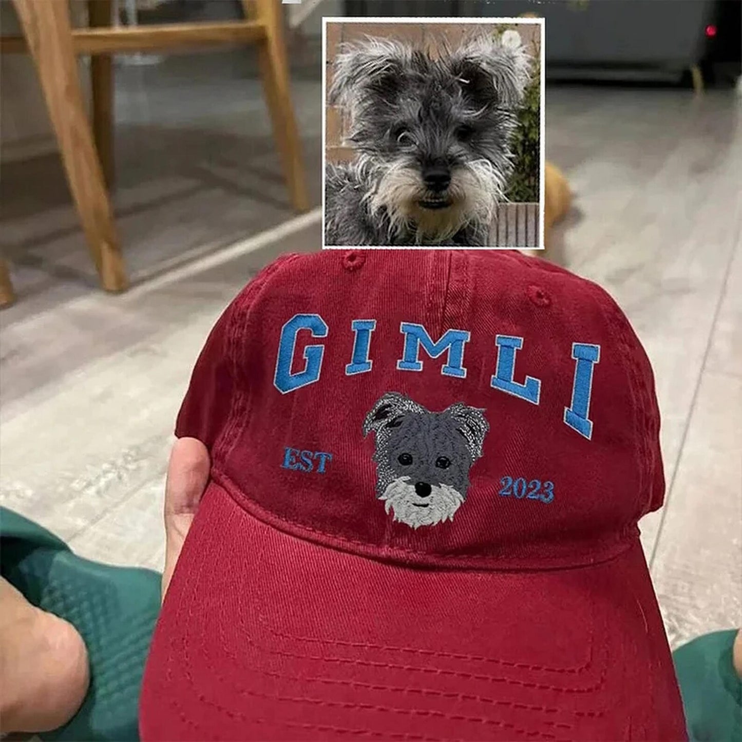 Custom Embroidered  Hat with Pet Portrait