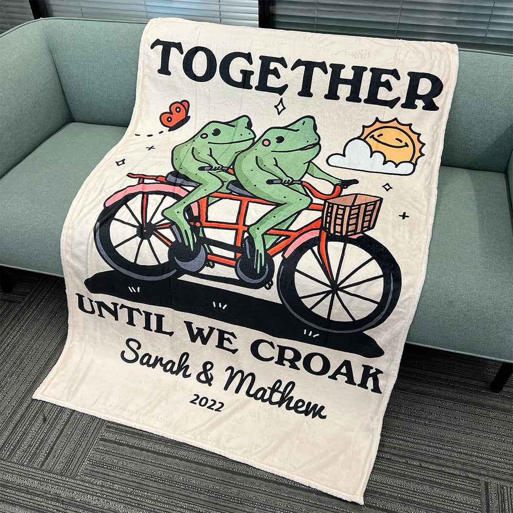 50%OFF⭐️Personalized Frog Illustration Blanket Together Until We Croak Style 2
